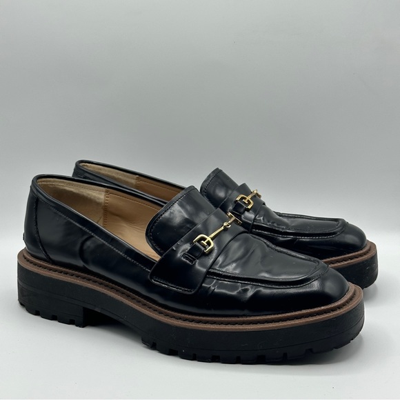 SAM EDELMAN Laurs Chunky Lug Sole Loafers Patent Leather Black - Picture 2 of 7